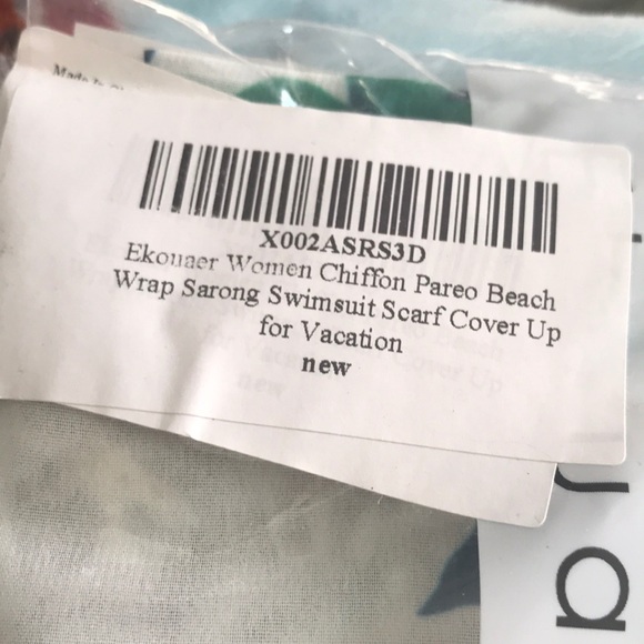 NWT Ekouaer Chiffon Pareo Beach Wrap Sarong swimsuit Scarf Coverup - Picture 6 of 7
